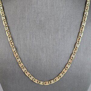 Womens Vintage Estate 14k Mixed Gold Chain Link Necklace 15.8g E5301